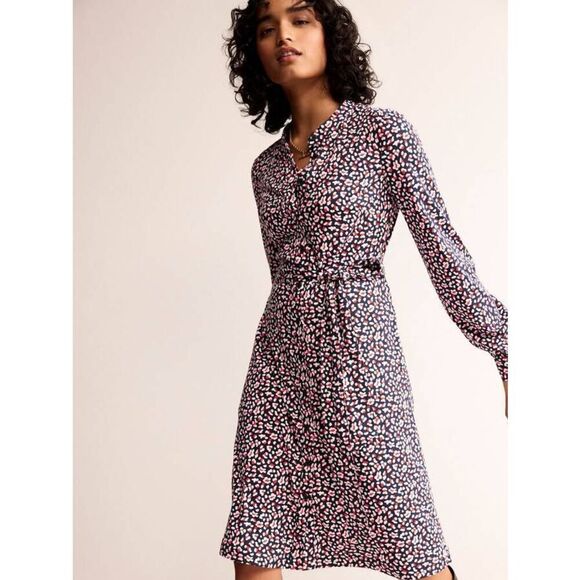 Boden Julia Animal Print Jersey Shirt Dress 4P - Picture 1 of 10